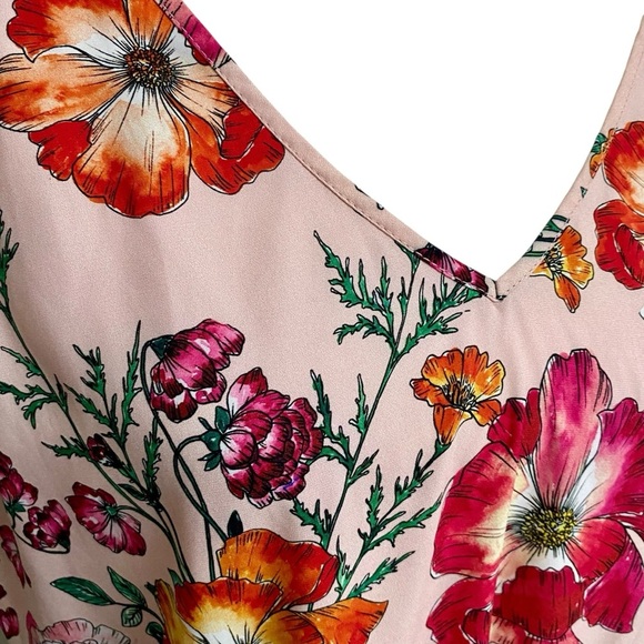 Express Pink Floral Lace Shoulder V-Neck Blouse Size Large - Picture 5 of 12